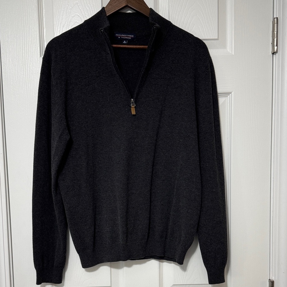 Men's Roundtree & Yorke Dark Gray 1/4-Zip Sweater